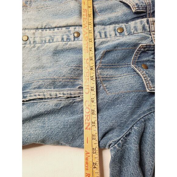 Vtg Key Imperial Buffalo Plaid Flannel Lined Denim Jacket Distress Large Grunge - Picture 8 of 12